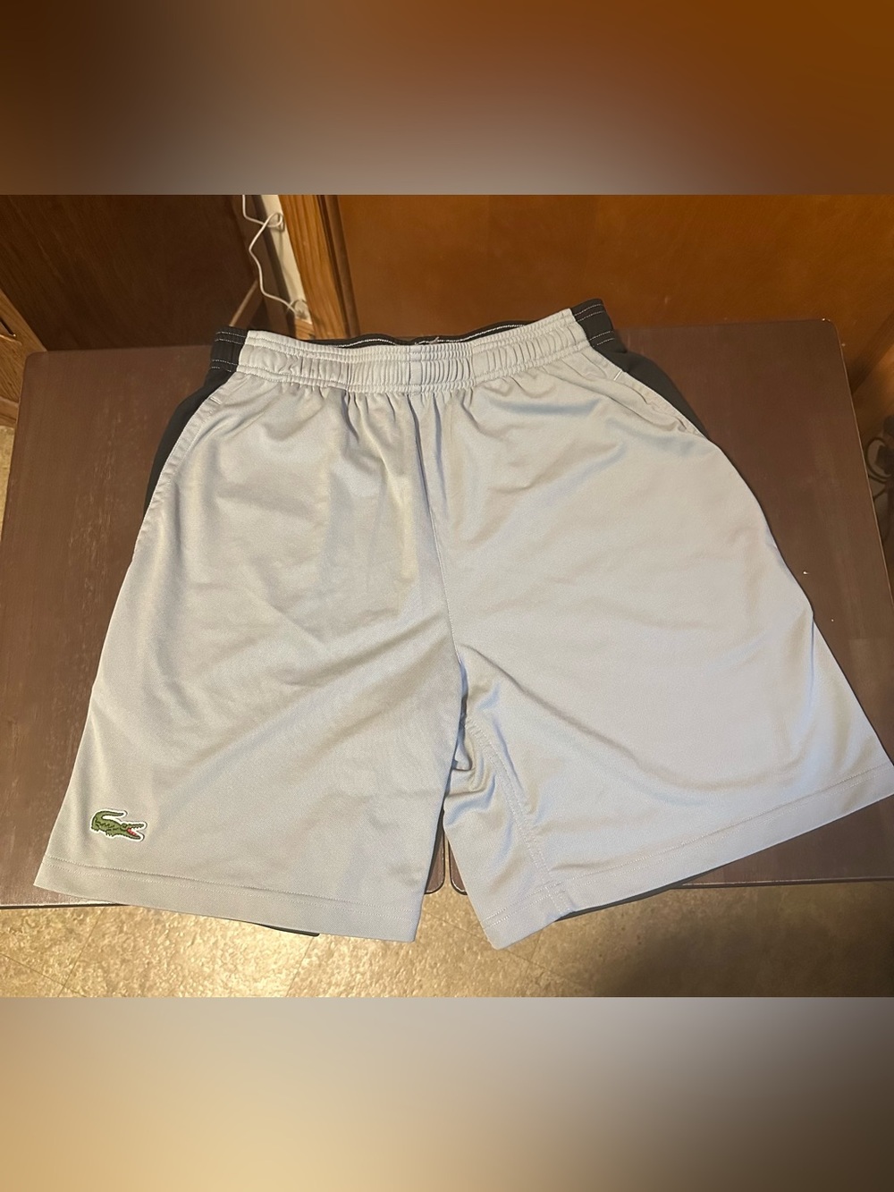 Lacoste Silver & Black Athletic Tennis Shorts